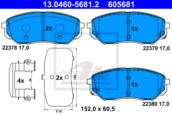 Set placute frana,frana disc 13.0460-5681.2 ATE