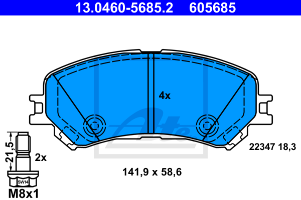 Set placute frana,frana disc 13.0460-5685.2 ATE