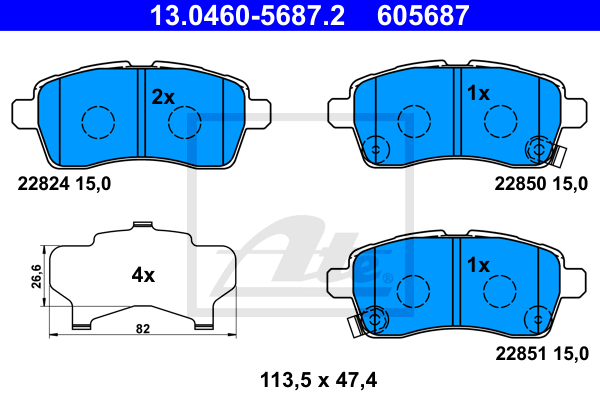 Set placute frana,frana disc 13.0460-5687.2 ATE