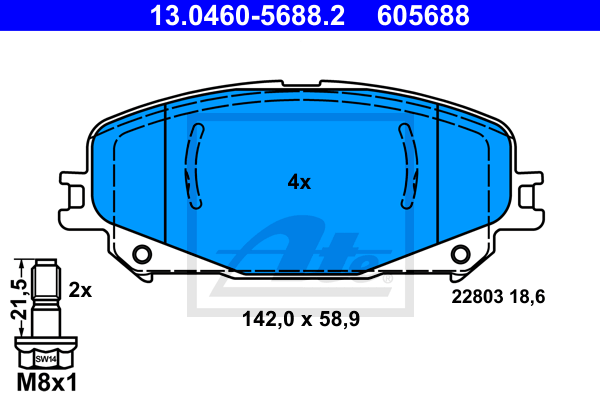 Set placute frana,frana disc 13.0460-5688.2 ATE