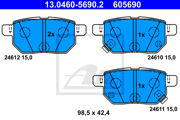 Set placute frana,frana disc 13.0460-5690.2 ATE