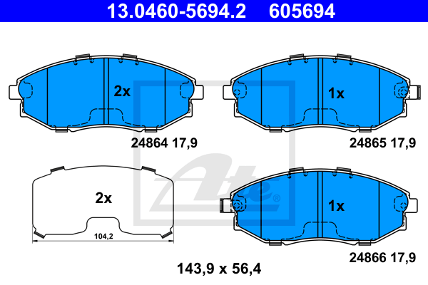 Set placute frana,frana disc 13.0460-5694.2 ATE