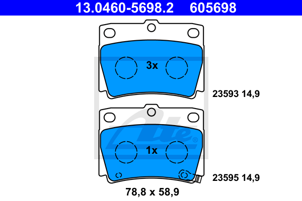 Set placute frana,frana disc 13.0460-5698.2 ATE