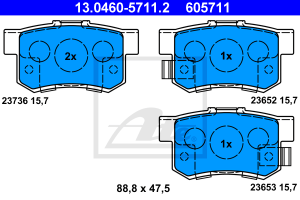 Set placute frana,frana disc 13.0460-5711.2 ATE