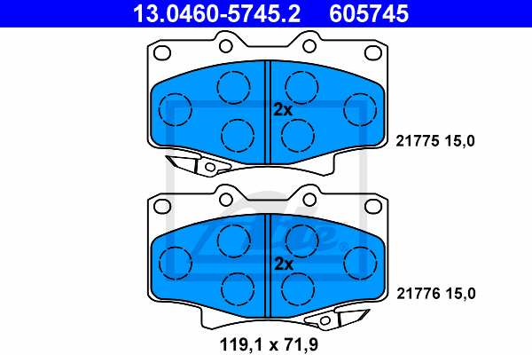 Set placute frana,frana disc 13.0460-5745.2 ATE