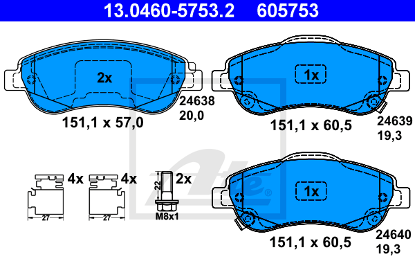 Set placute frana,frana disc 13.0460-5753.2 ATE