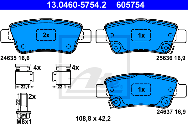 Set placute frana,frana disc 13.0460-5754.2 ATE