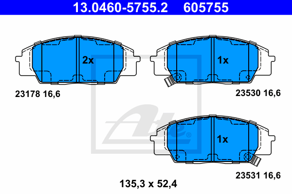 Set placute frana,frana disc 13.0460-5755.2 ATE