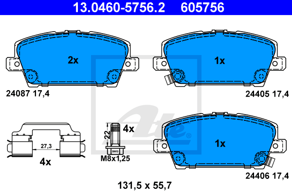 Set placute frana,frana disc 13.0460-5756.2 ATE