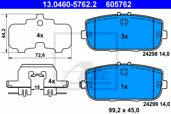 Set placute frana,frana disc 13.0460-5762.2 ATE