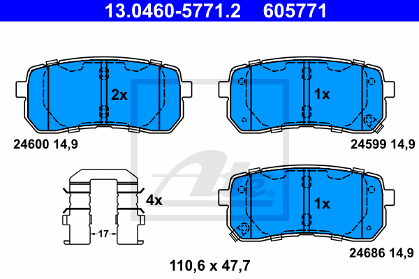 Set placute frana,frana disc 13.0460-5771.2 ATE