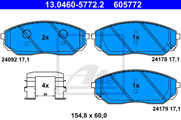 Set placute frana,frana disc 13.0460-5772.2 ATE