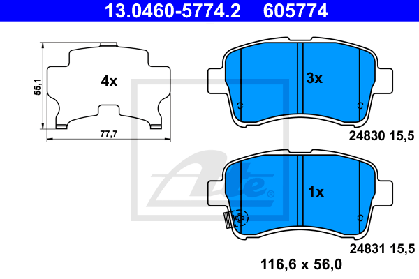 Set placute frana,frana disc 13.0460-5774.2 ATE