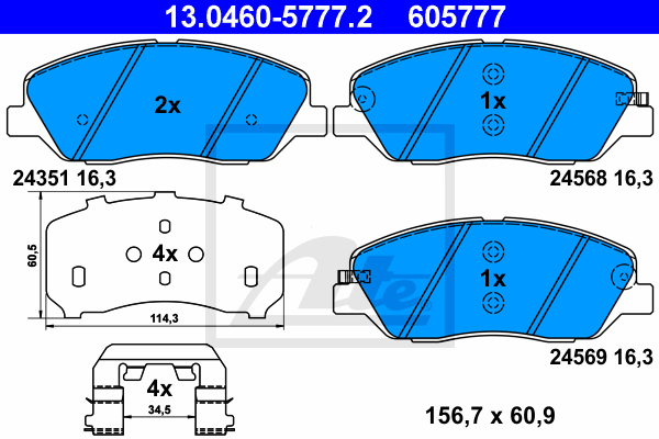 Set placute frana,frana disc 13.0460-5777.2 ATE