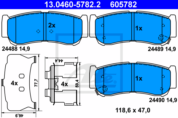 Set placute frana,frana disc 13.0460-5782.2 ATE