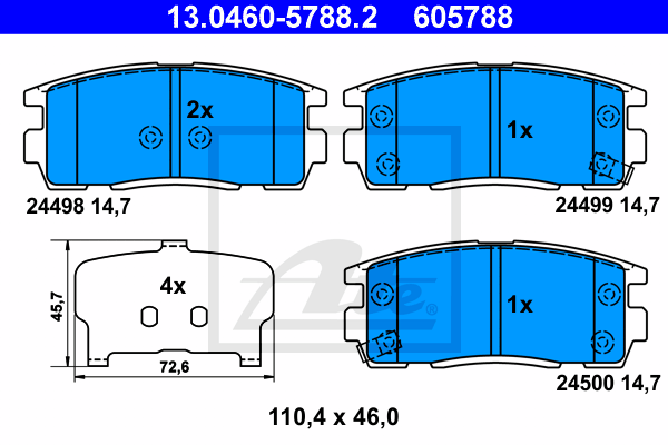 Set placute frana,frana disc 13.0460-5788.2 ATE