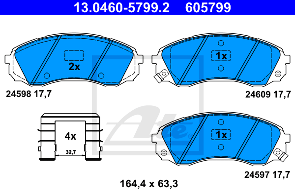 Set placute frana,frana disc 13.0460-5799.2 ATE