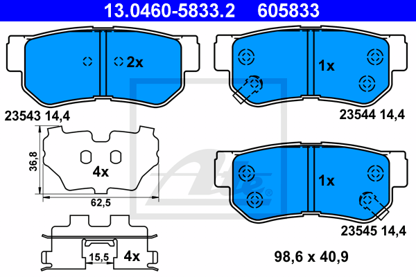 Set placute frana,frana disc 13.0460-5833.2 ATE