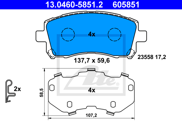 Set placute frana,frana disc 13.0460-5851.2 ATE