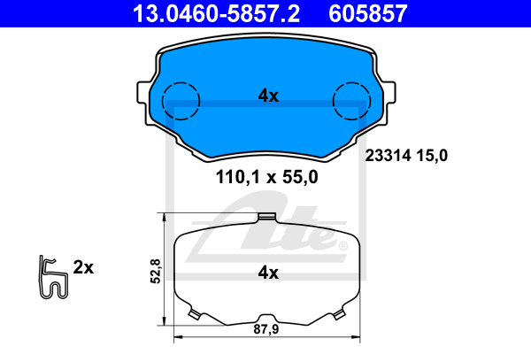 Set placute frana,frana disc 13.0460-5857.2 ATE