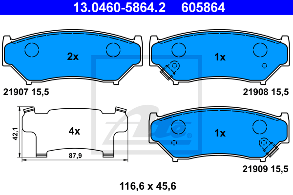 Set placute frana,frana disc 13.0460-5864.2 ATE