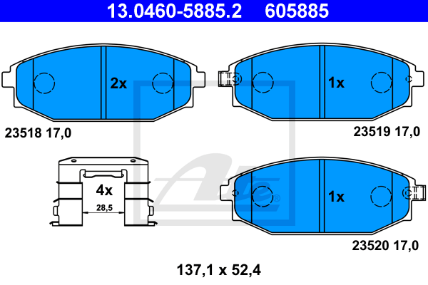 Set placute frana,frana disc 13.0460-5885.2 ATE