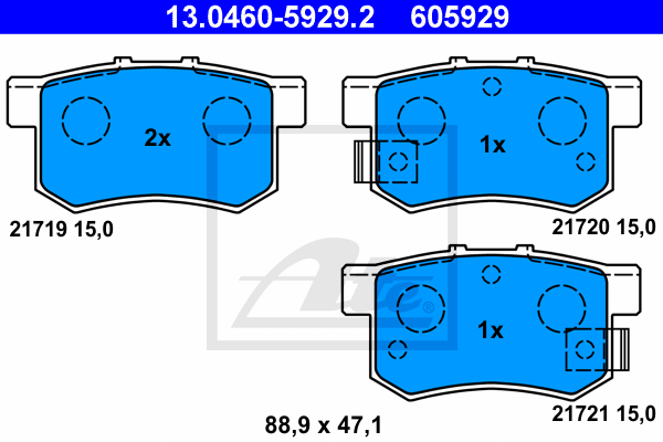 Set placute frana,frana disc 13.0460-5929.2 ATE