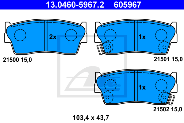 Set placute frana,frana disc 13.0460-5967.2 ATE