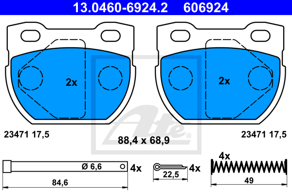 Set placute frana,frana disc 13.0460-6924.2 ATE