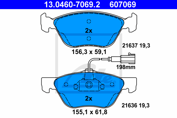 Set placute frana,frana disc 13.0460-7069.2 ATE