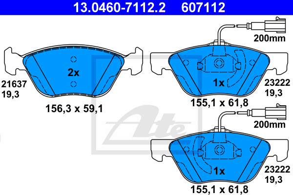 Set placute frana,frana disc 13.0460-7112.2 ATE