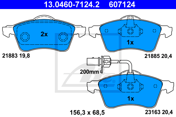 Set placute frana,frana disc 13.0460-7124.2 ATE