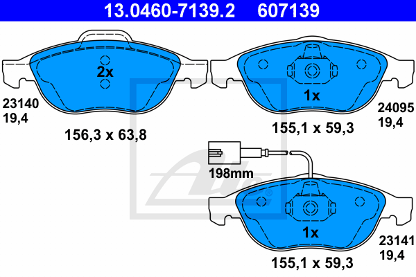 Set placute frana,frana disc 13.0460-7139.2 ATE