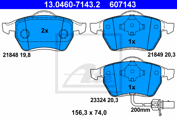 Set placute frana,frana disc 13.0460-7143.2 ATE