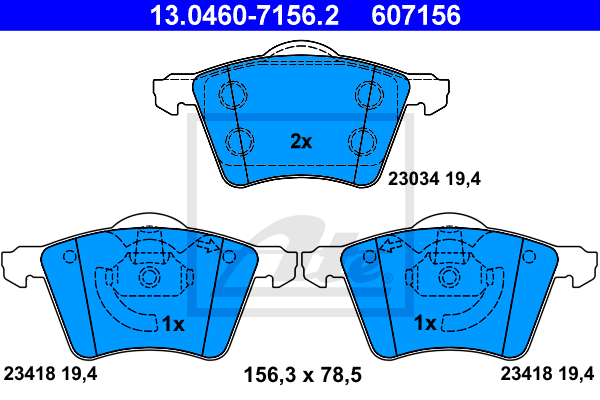 Set placute frana,frana disc 13.0460-7156.2 ATE