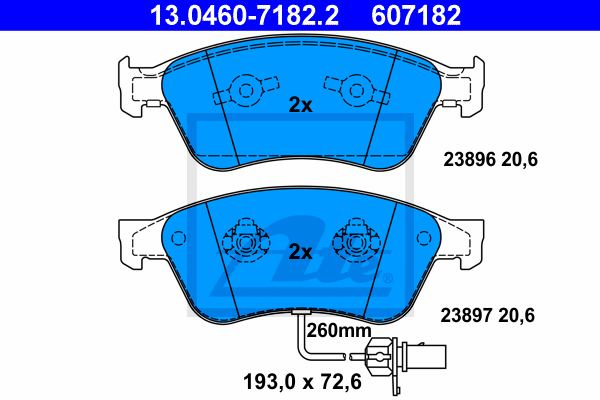 Set placute frana,frana disc 13.0460-7182.2 ATE