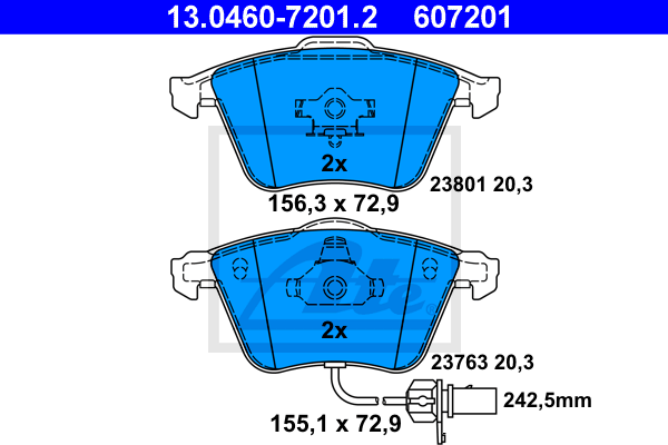 Set placute frana,frana disc 13.0460-7201.2 ATE