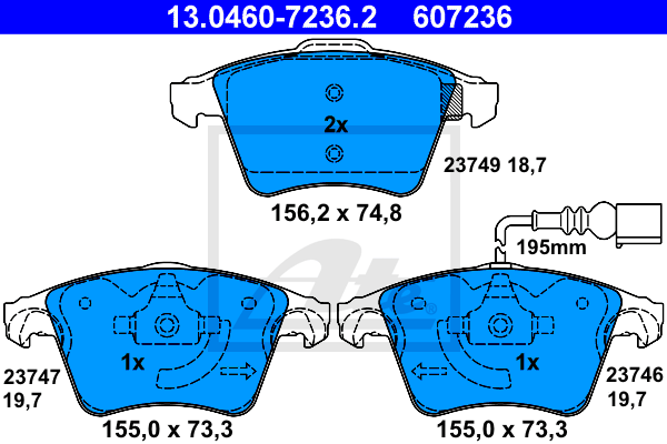 Set placute frana,frana disc 13.0460-7236.2 ATE