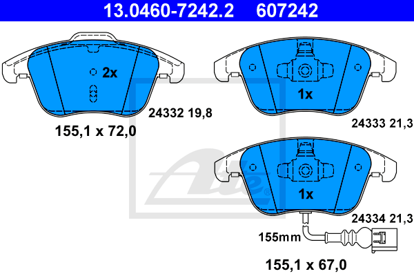 Set placute frana,frana disc 13.0460-7242.2 ATE