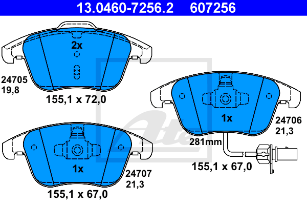 Set placute frana,frana disc 13.0460-7256.2 ATE