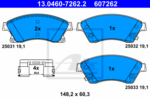 Set placute frana,frana disc 13.0460-7262.2 ATE