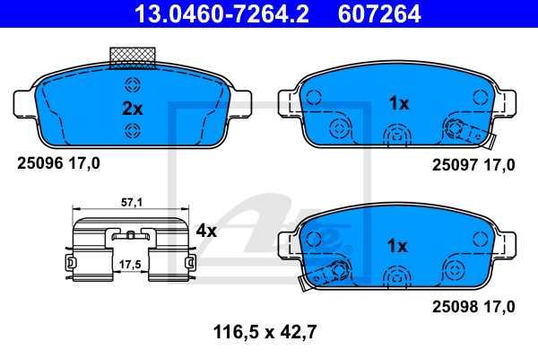 Set placute frana,frana disc 13.0460-7264.2 ATE