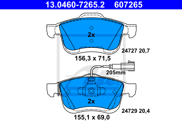 Set placute frana,frana disc 13.0460-7265.2 ATE