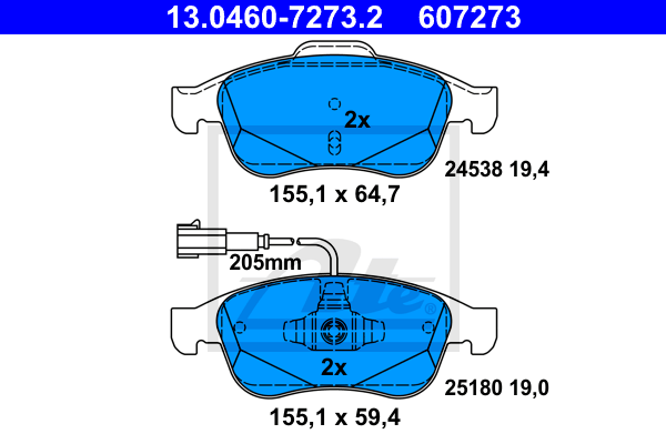 Set placute frana,frana disc 13.0460-7273.2 ATE