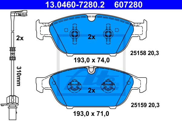 Set placute frana,frana disc 13.0460-7280.2 ATE