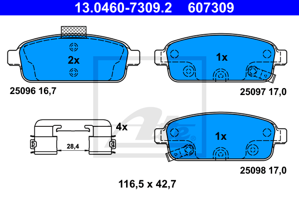 Set placute frana,frana disc 13.0460-7309.2 ATE