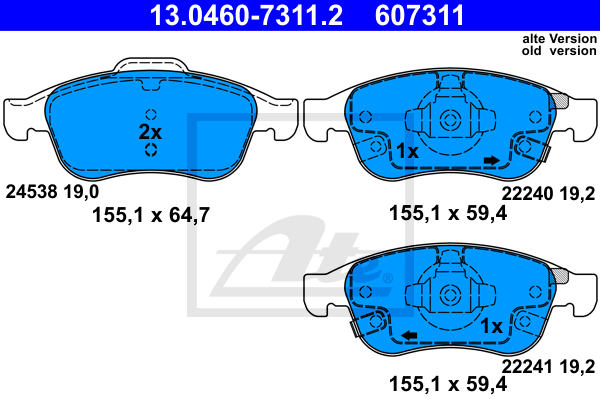 Set placute frana,frana disc 13.0460-7311.2 ATE