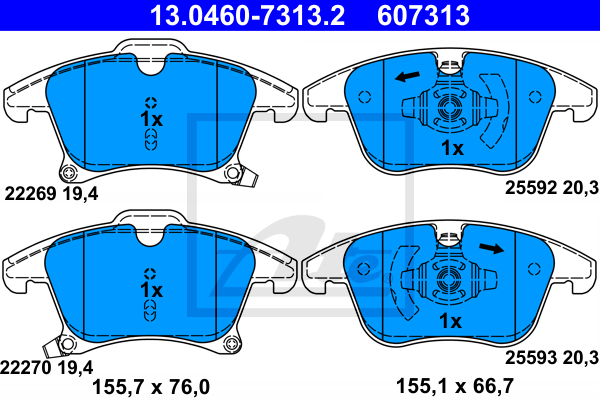 Set placute frana,frana disc 13.0460-7313.2 ATE