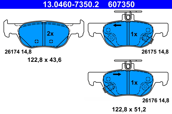 Set placute frana,frana disc 13.0460-7350.2 ATE