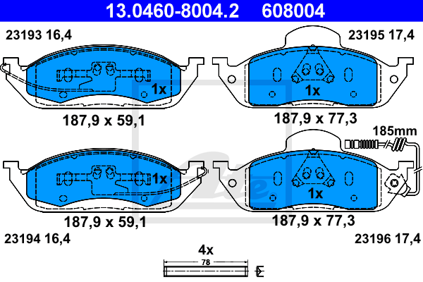 Set placute frana,frana disc 13.0460-8004.2 ATE